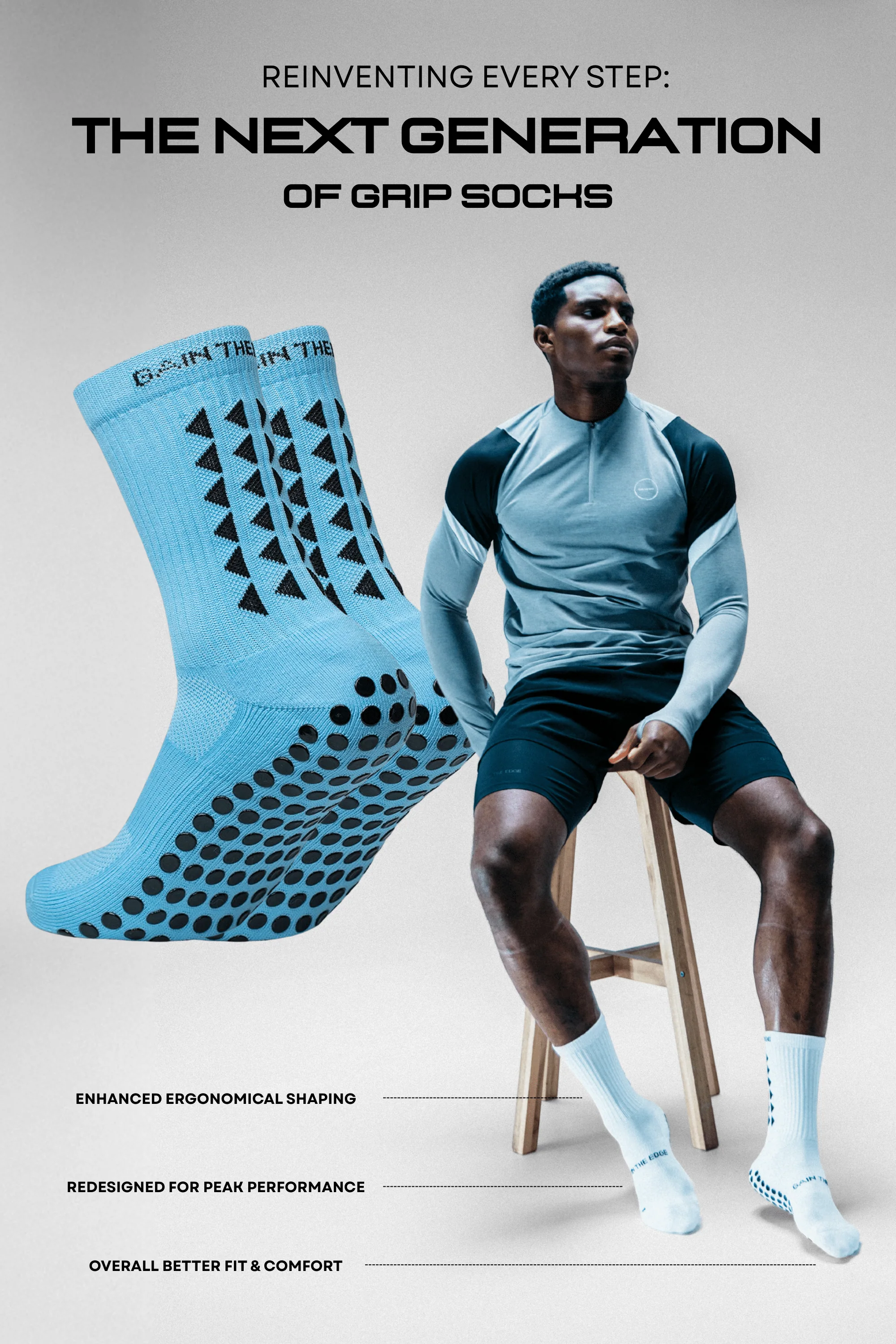 GRIP SOCKS 3.0  MidCalf Length - Light Blue - Image 3