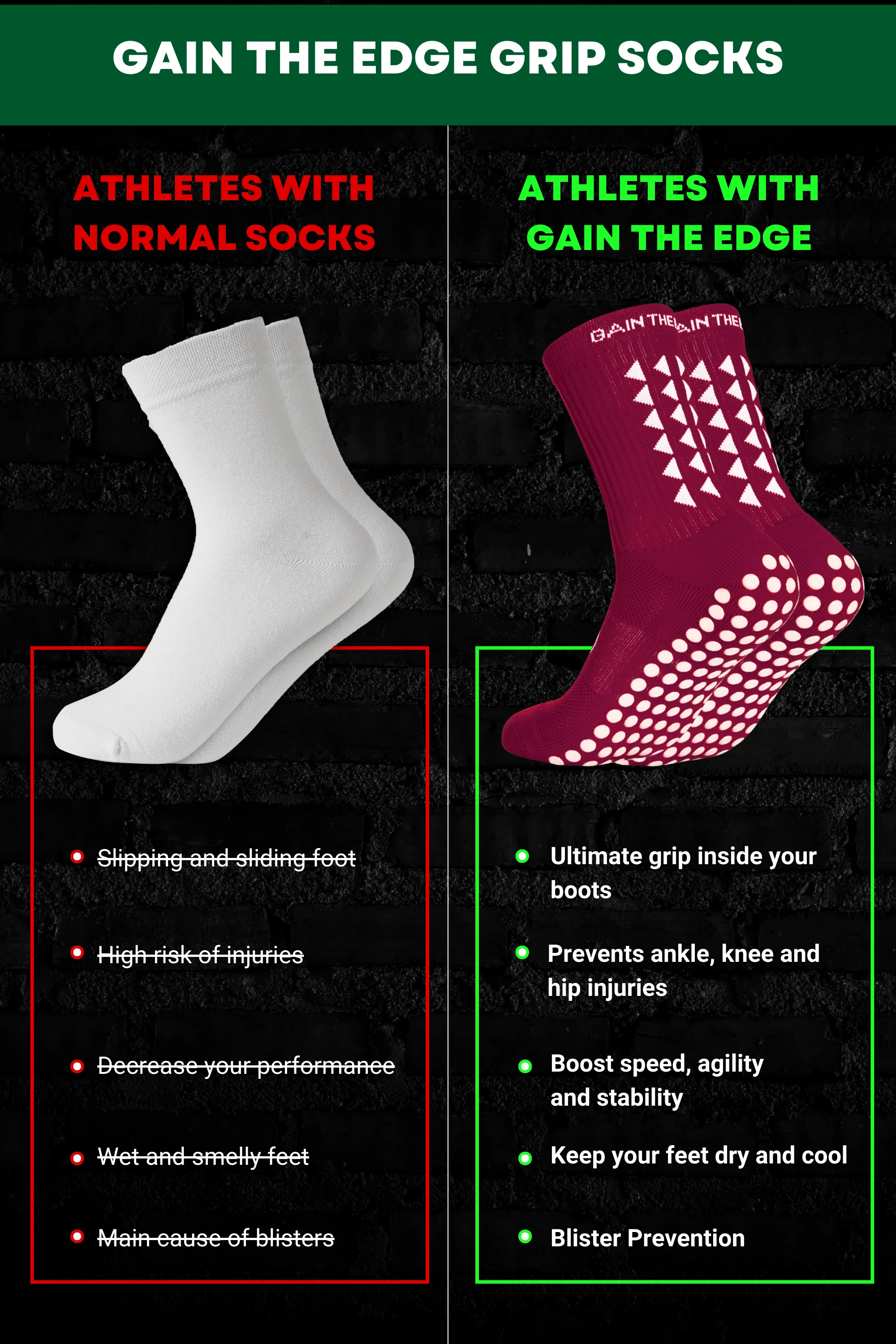 GRIP SOCKS 3.0  MidCalf Length - Maroon - Image 4