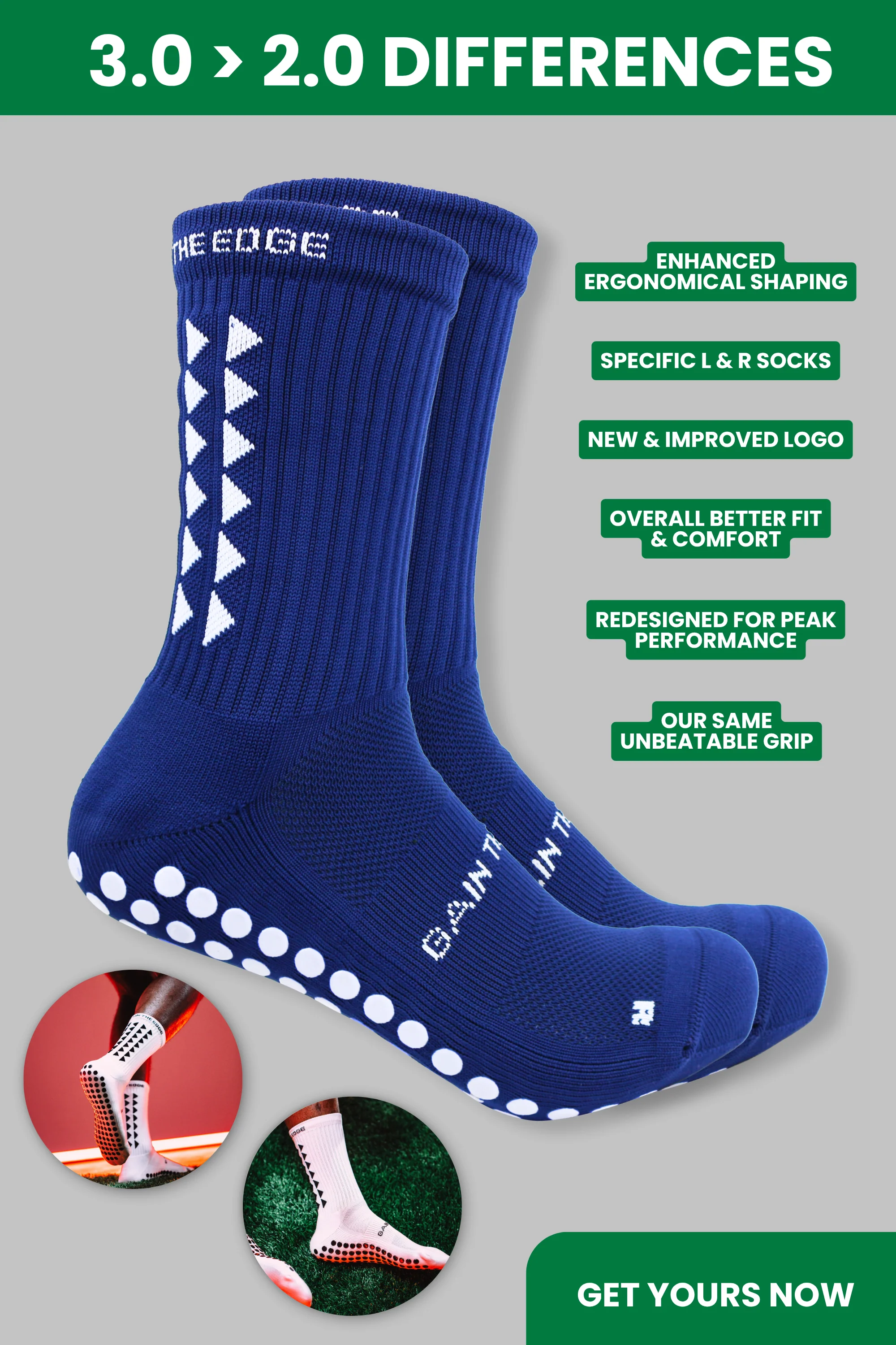 GRIP SOCKS 3.0  MidCalf Length - Navy Blue - Image 3