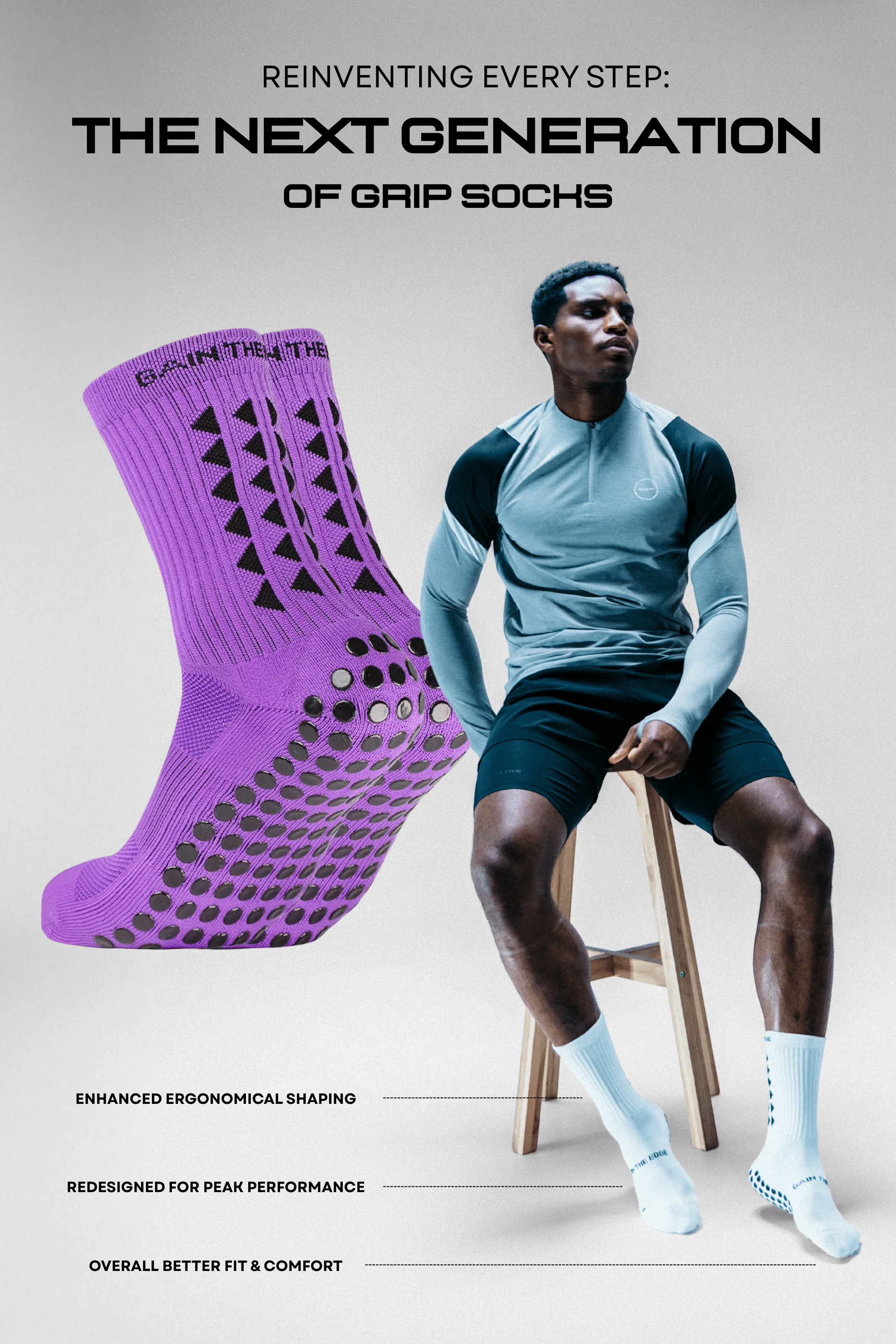 GRIP SOCKS 3.0  MidCalf Length - Purple - Image 3